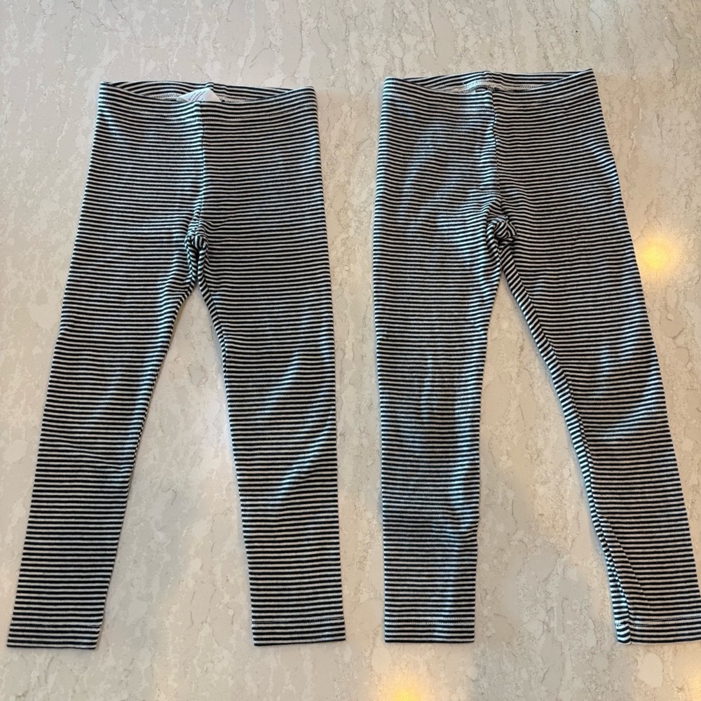 Tea Collection Black and White Striped Leggings. Primrose uniform. Bundle of 2.